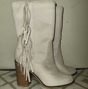 Ivory Fringe Boots